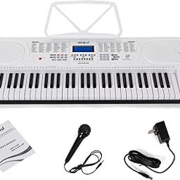 Akkord 61-Key Octave Electronic Keyboard with adapter- LCD Display| USB Input| Mic |Music Sheet Stand | 255 Rhythms | 255 Timbres | 24 Demos | White-22