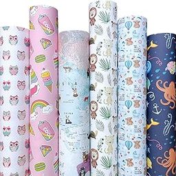 Aakar Pack of 6 Multicolor Floral Gift Wrapping Paper Sheets | 29 x 19 Inches | Matt Finish | 90 GSM Sheets | Ideal for Home Decor, Birthday, Wedding, Anniversary, Christmas & Festive Occasions (New Toddlers Pack)-image-71