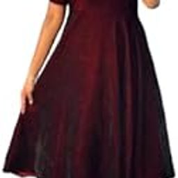 Women's Velvet Solid Midi Dress with Puff Sleeves & Embellished Detailing-6