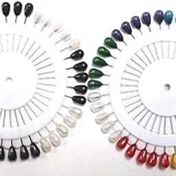 Oval Shape Glossy Black & White | Multicolour Faux Pearl Combo Brooch | Hijab pins for Women (80 Pins)-8