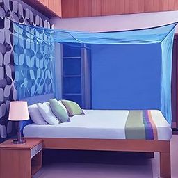 Magic Poly Cotton Soft Mosquito Net Machardani for Twin Size/Single Bed 6.5 X 4 Feet Blue Color-picture-12