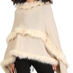 Women's Solid Cream Fringed Edge Poncho-CHN-037_Cream-picture-14