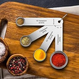 Cüraa by YFL home Measuring Spoons, Food-Grade Baking Tools, Stackable Measuring Spoons, Dry & Liquid Measuring Cup for Cooking, Baking, Stainless Steel Kitchen Tools with Measurement Engraving Handle-16