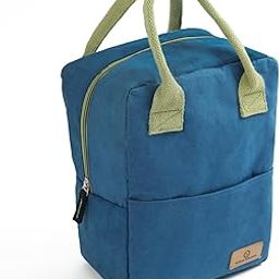 Yellow Weaves 100% Cotton Canvas Lunch Bag Reusable and Washable, Eco-Friendly Lunch Bag, Leakproof Keeps Hot & Cold, for Men Women Kids Office Picnic School, (Big Size - Blue)-image-22