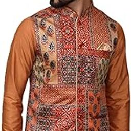Men's Ethnic Wear Regular Fit Embellished Cotton Nehru Jacket-36
