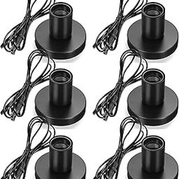Decorcity Polished Metal Desktop Lamp Base E26 E27 Screw Light Bulb Holder Base Light Sockets Base Light Bulb Base Lamp Replacement Base for Holding Bulb, 6 Feet Cord (Black, Pack of 6)-13
