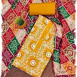pandadi saree Women's Cotton Embroidery Unstitched Salwar Suit Dress Material-picture-32