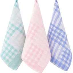 Ladies Cotton Checks Printed Soft Handkerchiefs, Pastel Gingham Pattern, Pack of 12, multicolour-41