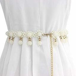 Pearl Waist Chain Belt Adjustable Decorative Belt Hollowed Tassel Waist Belts Suitable Size for Waist 26-36-image-99