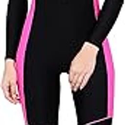 Swimming Costume for Women Full Suit/One Piece Swimsuits/Full Sleeves Swimsuit (Front Zip with Contrast Side Panel) - Black-49