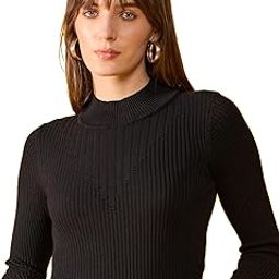 98 Degree North Women Cotton Self Design High Neck Pullover Has A Full Sleeves and Straight Hem-RG1156-BLACK-image-90