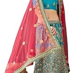 Women'S Sky Blue Semi-Stiched Heavy Zari Embroidery Silk Lehenga Choli (SKTARR7714)-image-2