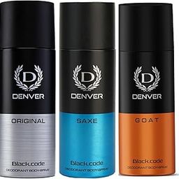DENVER Black.code Original | Saxe | GOAT Deodorant Spray - For Men (450 ml, Pack of 3)-35
