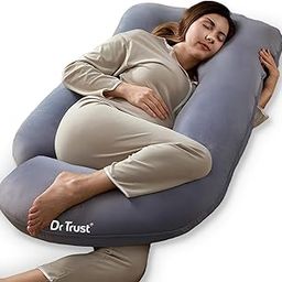 Dr Trust USA Maternity Pillow for Pregnancy Sleeping, J-Shape Maternity Pillow for Pregnant Women, 360-Degree Full Body Support for Back, Legs, HIPS & Belly with Removable Velvet Cover-image-69