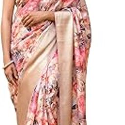 Women's Silk Printed Ready to Wear Saree With Unstitched Blouse Piece-23