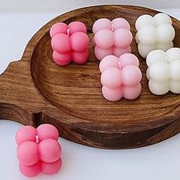 Yellow Petal Paraffin Wax, Soy Wax Tiny Cloud Bubble Cube Candle, Rose Scented (Pink Color, 210gm), Set of 6-image-93