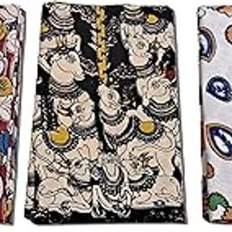 FabSwadesh Kalamkari Blouse Material Combo - 3 Designs of 1 Meter Each (Kalamkari C)-picture-38