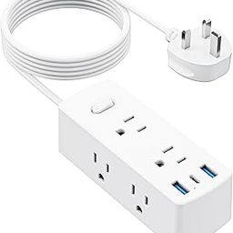 UK Travel Plug Adapter, olcorife US to UK Ireland Plug Adapter Type G, International Power Strip with 6 Outlets & 3 USB (1 USB-C) Cable-image-76