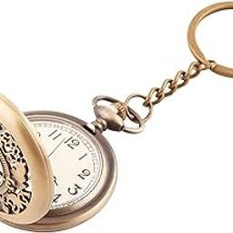 OJAL Antique Style Compass Vintage Look Pocket Watch, Bronze Key Chain-image-74