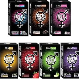 NOTTY BOY Honeymoon Condom Pack for Men - Ribbed, Extra Dotted, Delay, Unique Design, Chocolate, Strawberry and Apple Flavoured Condoms - 70 Pieces-12