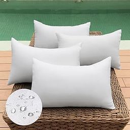 QSWRD 12 x 20 Outdoor Pillow Insert Pack of 4 Small Lumbar Throw Pillow Inserts Waterproof Patio Furniture Pillows Decorative Porch Couch Pillows Premium White Rectangle Sofa Cushion Sham Stuffer-image-32