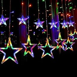 X14 Store 12 Stars 138 LED Curtain String Lights, Window Curtain Decoration Lights with 8 Flashing for Christmas, Wedding, Party, Home (138 LED - Star) - Multicolor-image-15