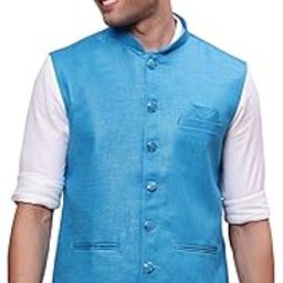 SHOWOFF Men's Solid Blue Slim Fit Nehru Jacket-AK-3618-25_Blue-picture-18