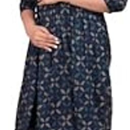 Brand Present Pure Cotton Navy Blue Color Maternity Anarkali Kurta for Women Feeding Kurti/Breast Feeding Kurti (KR-Blueprint-M)-image-40
