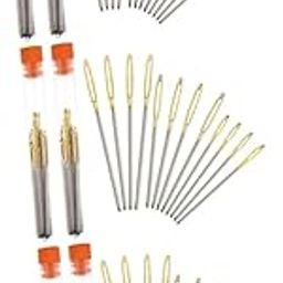 LALAFINA 6sets Stainless Steel Large Hole Blunt Needles for Weaving and Knitting Storage Bottle for Crafting and Sewing Projects Convenient Threading Design Golden and Silver-image-83