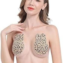 Invisible Bra Reusable Adhesive Nipple Covers Silicone Breast Pasties 1 Pair Free Size (Brown)-image-83
