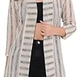 Striped White Women's Shrug-Georgette, Kaftan Sleeve (10497)-picture-5