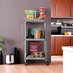Homestic Storage Rack with Wheels | 3-Layer Storage Organizer Rack | Kitchen Spice Rack | Multipurpose Layer Storage Rack for home & office | Office Storage Trolley | Grey-image-95