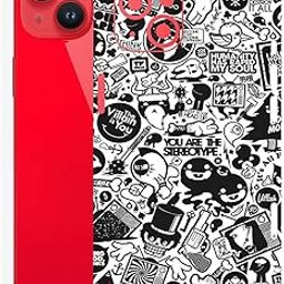 AtOdds - Compatible for iPhone 14 - Mobile Back Skin Sticker - Lamination - Rear Screen Guard Protector Film Wrap (Coverage - Back+Camera+Sides) (Design -B&W Graffiti)-image-72