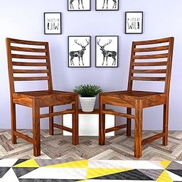 HANDWOOD FURNITURE Modern Home Furniture | Solid Wood Dining Chair Set of 2 | Study & Multipurpose Chair for Home & Office | Honey Finish, Pre Assembled (Ready to Use)-14
