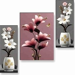 SAF Paintings flower pot for Wall Decoration - Set Of 3, 3d modern art Painting for Living Room Large Size with Frames for Home Decoration, Hotel, Office painting 50.8 cm x 30.48 cm SANFJM36037-image-18
