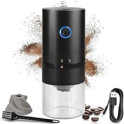 Fellow Electric Coffee Beans Grinder, USB Rechargeable Grinder with Adjustable Grind Settings, Portable Bean Crusher, Spice Grinder with Ceramic Conical Burr,French Press,with Cleaning Brush (HB-985)-image-7