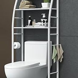 YellowCult Over The Toilet Storage Rack – 3 Tier Bathroom Shelf Organizer Stand with Hooks & Adjustable Metal Frame Space Saving Toilet Rack for Bathroom Essentials Plants Towels Paper Toiletries-image-66