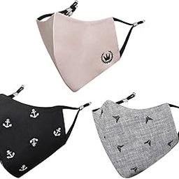 MASQ By Q-One Arrow 4 Layer, Reusable, with Ear Adjusters, Anti-Bacterial (BFE>99%) Embroidered Cotton Cloth Face Mask for Men, Boys (Large, Black-Grey-Peach)-71