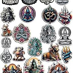 D2C Har Har Mahadev OM Shiv Stickers - Pack of 21 Glitter Finish Waterproof Stickers for Laptop, Journal, Scrapbook, Diary, Prayer Room, Mandir, Mobile-picture-4