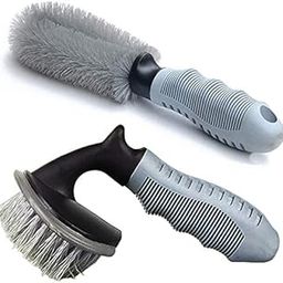 Favoto Set of 2 Steel and Alloy Wheel Cleaning Brush, 1 Rim Cleaner with Tire Brush for Your Car, Motorcycle or Bicycle Tire Vahical Washing Tools (Pack of 2)-picture-14