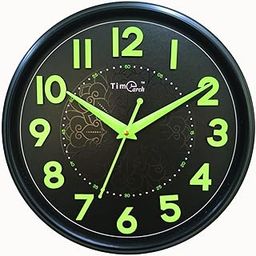 Timearch Black Night Glow Curved Glass Quartz Wall Clock (25 cm x 25 cm)-image-39
