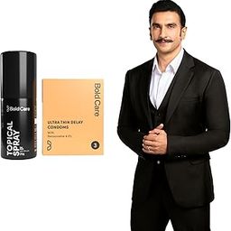 Bold Care EXTEND™ Non-Transferable Spray for Men - 20g (Pack of 1) + Bold Care Ultra Thin Long Last Condoms - Lubricated, Natural Latex (Pack of 3) - Combo-image-42