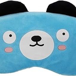 Cute Fur Sleeping Eye Shade Mask Cover for Insomnia, Meditation, Puffy Eyes and Dark Circles Panda Blue-image-98