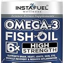 Instafuel 6x Omega 3 Fish Oil Capsules - 2500mg | High Strength Fish Oil Omega 3 with Vitamin E | 1080mg EPA & 720mg DHA | Muscle Growth, Recovery, Brain, Heart, Bone & Joints Support | 60 Count-image-5
