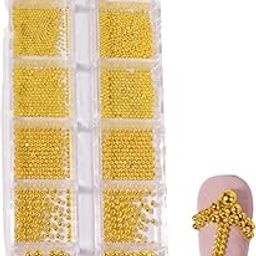 Homartel Nail Art Pearls with Nail Rhinestones Glue Gel Flatback Pearls Nail Charms Luxurious Nail Supplies Accessories Gold Silver Nail Women Nail Design (Gold)-image-98