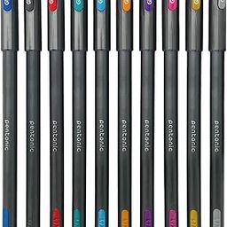 Pentonic Glitz 1.0 mm Multicolor Glitter Gel Pen | Multicolor Ink, Set Of 10 Pcs-31