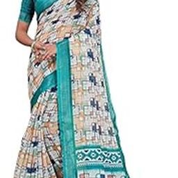 Digital Print Cotton Silk Linen Saree-image-6
