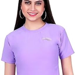 Active Wear/Gym Wear/Yoga Wear with Solid Purple Colour T-Shirt for Women and Girls (Nylon Lycra)-picture-11