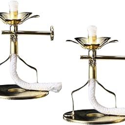 Alloy Metal 2X Golden Butter Lamp Wick Holder Wick Lamp Stand Buddha For Yoga Wedding L 7X4Cm-30
