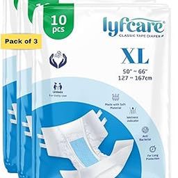 Lyfcare Open Tape Adult Diaper Extra Large (XL) - 30 Units (Pack of 3) | Unisex Diapers Open Tape Style | Waist (127-167 cm) | Wetness Indicator, Super absorb, 360° Protection & 0% Leakage - Unisex-image-66